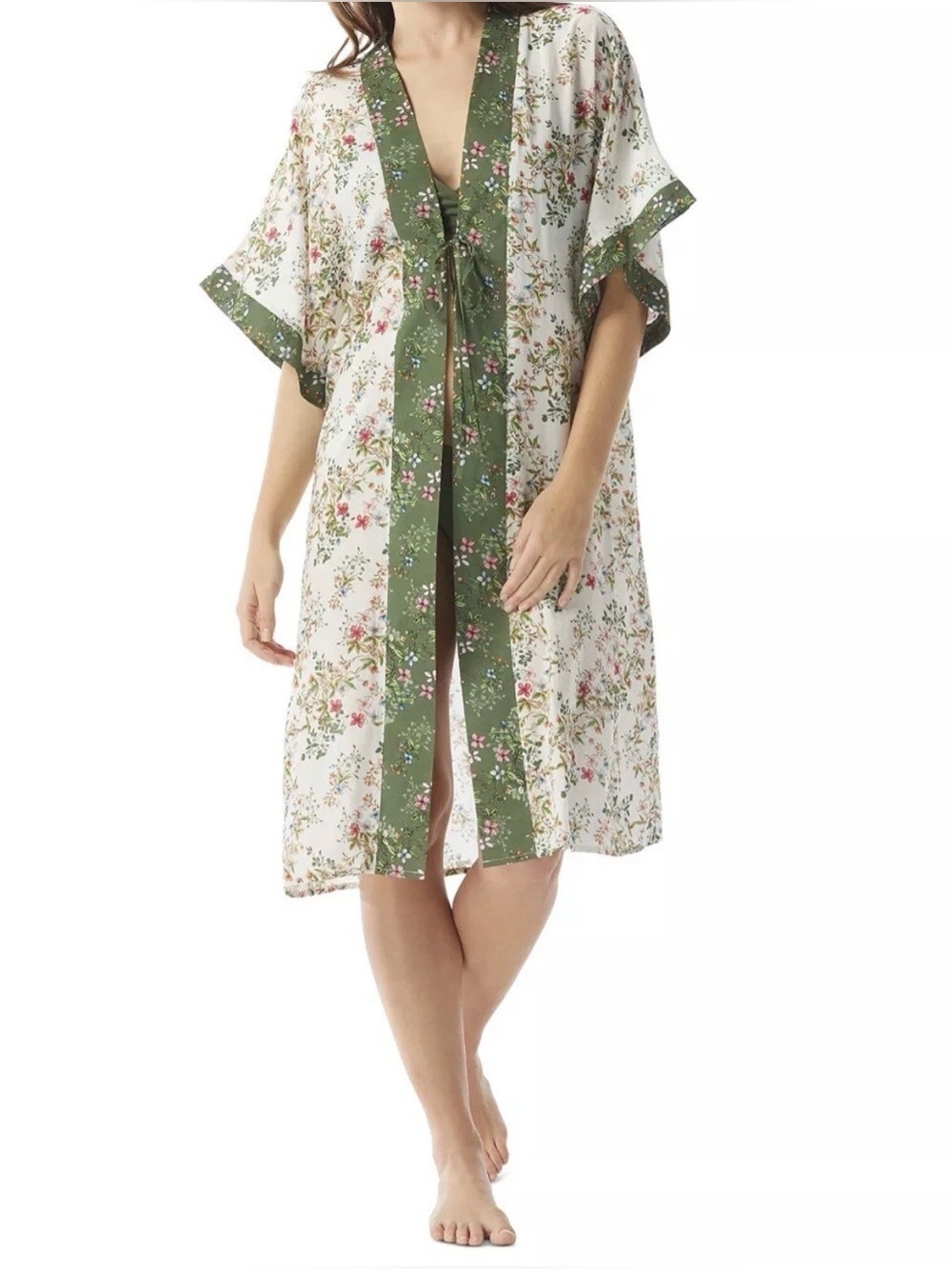 Vince Camuto Women's Printed Kimono MIDI Swim Cover-up, Floral, Small, $162